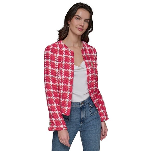 Karl Lagerfeld Jackets & Blazers - KARL LAGERFELD PARIS Women's Open-Front Tweed Jacket Pink Size 2 MSRP $189